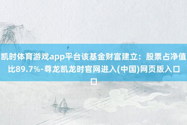 凯时体育游戏app平台该基金财富建立：股票占净值比89.7%-尊龙凯龙时官网进入(中国)网页版入口