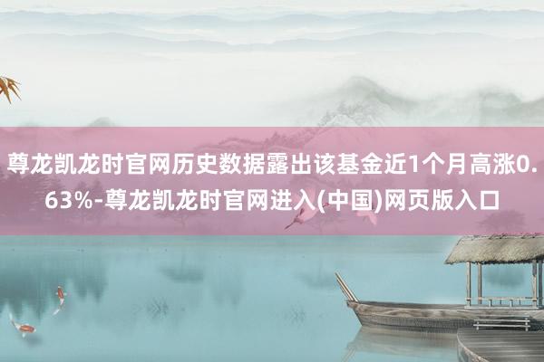 尊龙凯龙时官网历史数据露出该基金近1个月高涨0.63%-尊龙凯龙时官网进入(中国)网页版入口