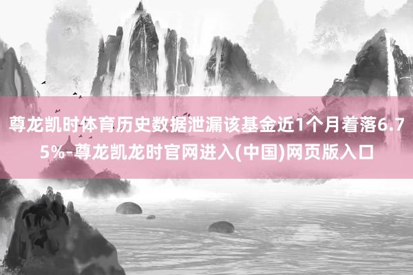 尊龙凯时体育历史数据泄漏该基金近1个月着落6.75%-尊龙凯龙时官网进入(中国)网页版入口