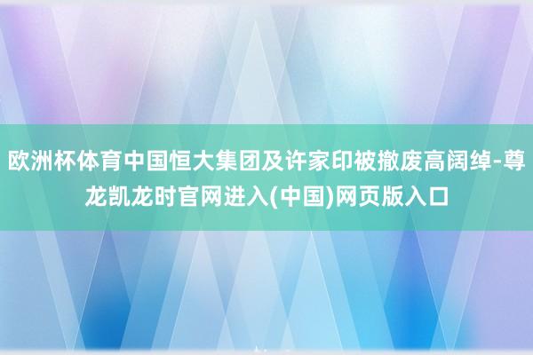 欧洲杯体育中国恒大集团及许家印被撤废高阔绰-尊龙凯龙时官网进入(中国)网页版入口